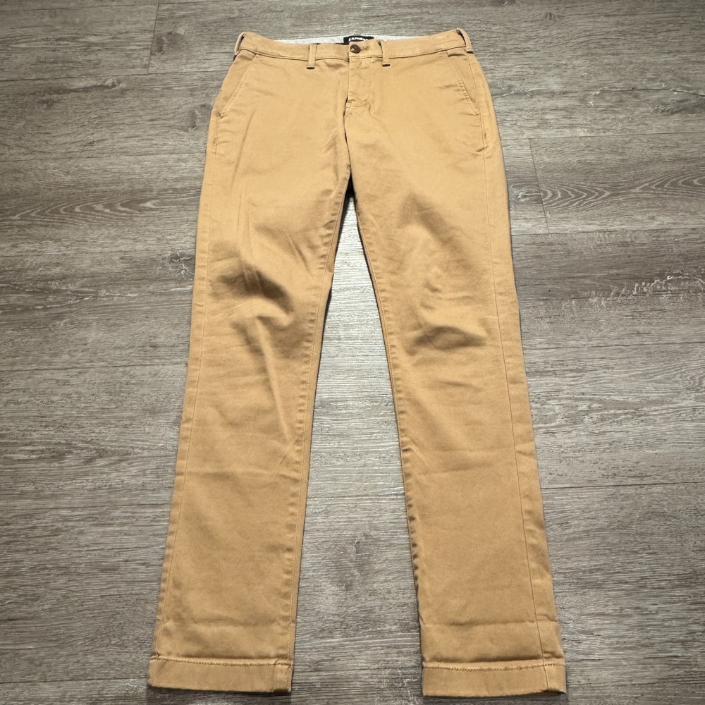 Express Pants Mens 28 Beige Chino Hyper Stretch 28x30 Preppy Casual Lounge Adult